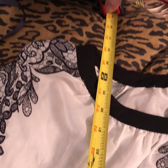 INC International ysize 14 Black ivory sheer paisley print 3/4 sleeve - Picture 5 of 11